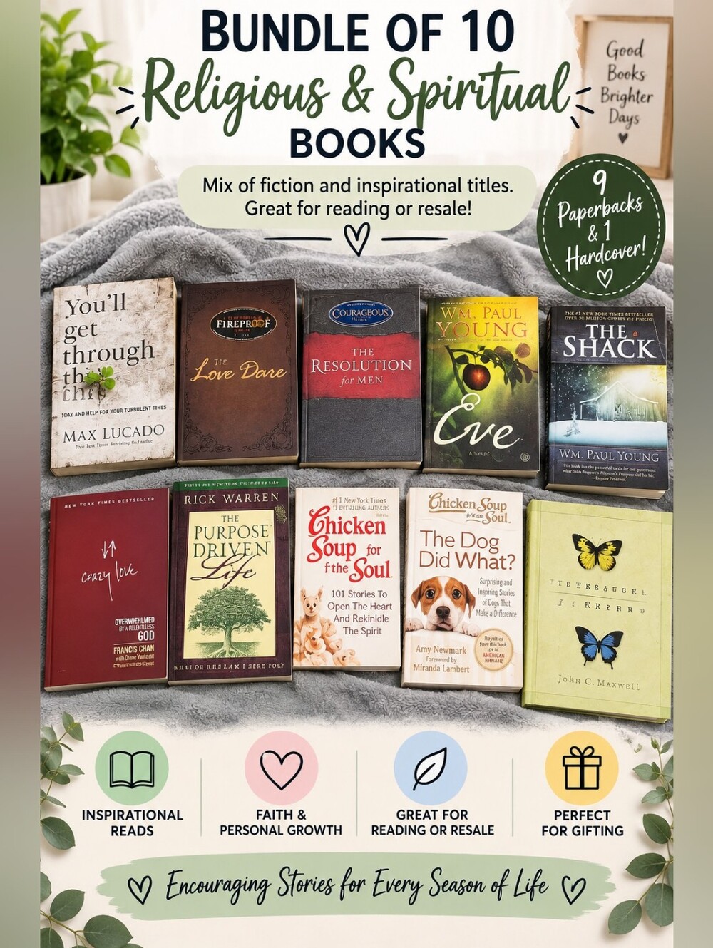 Assorted Bundle of Various Religious/Spiritual Type Books — Includes 10 Books!